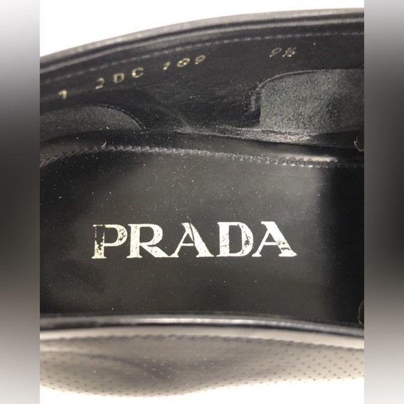 LUXURY PRADA LOAFER SHOES BUSINESS 2DC109 BLACK PIQUEE LEATHER - Picture 7 of 10